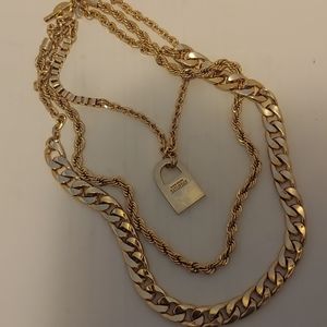 Kate Spade chunky gold lock chain necklace